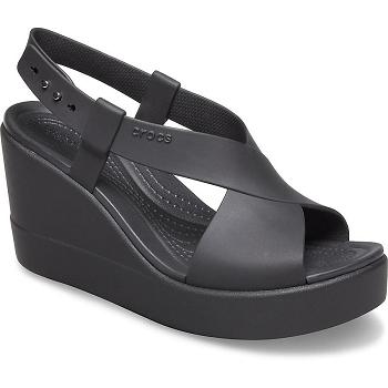 Crocs Brooklyn Vysoke Wedge Cierne - Damske Šlapky Na Platforme